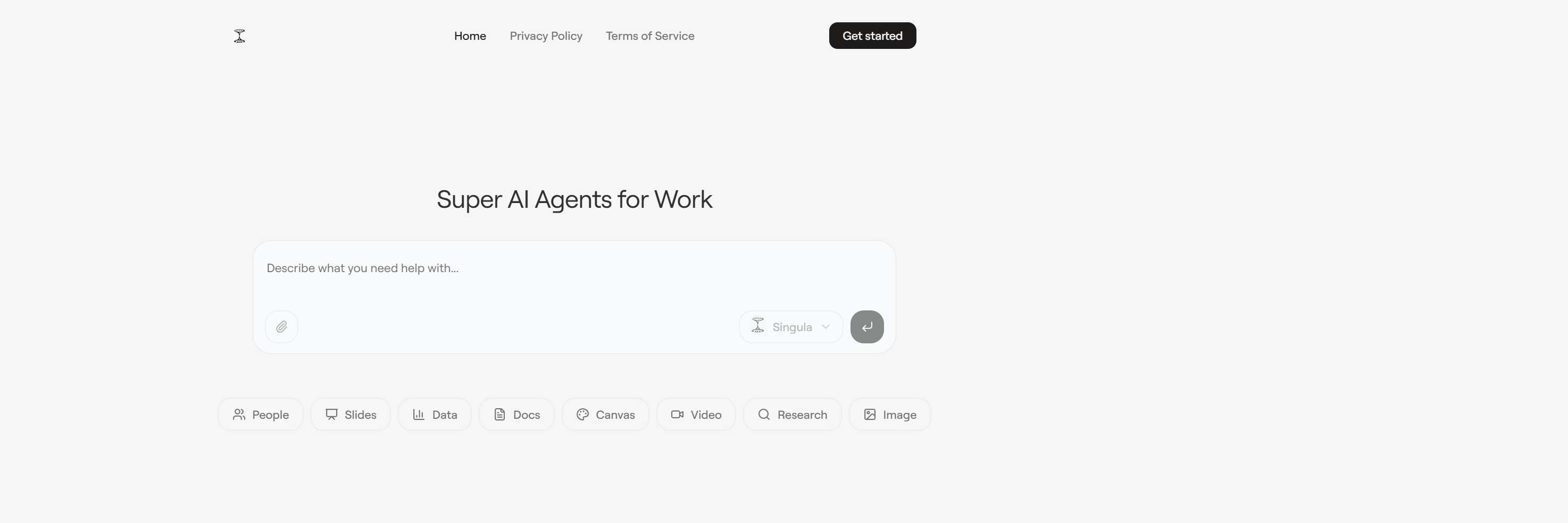 Singula AI homepage screenshot